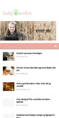 Anteprima del sito Babystedet, media di Danimarca per articoli sponsorizzati