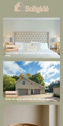 Preview of the Boligidé website, a media outlet in Denmark for sponsored articles