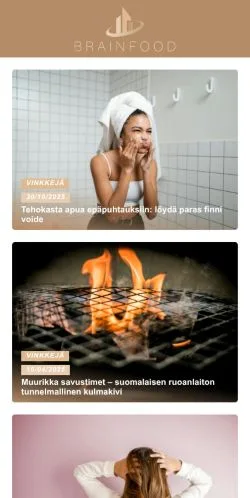 Anteprima del sito Brainfood, media di Finlandia per articoli sponsorizzati