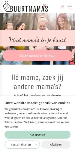 Podgląd witryny Buurtmamas, medium z kraju Holandia do artykułów sponsorowanych