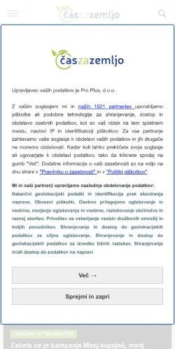 Anteprima del sito Čas Za Zemljo, media di Slovenia per articoli sponsorizzati