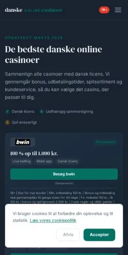 Sponsorlu makaleler için Danimarka medyası Danske Online Casinoer sitesinin önizlemesi