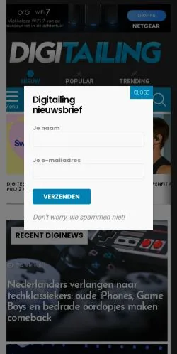Förhandsvisning av webbplatsen Digitailing, medium i Nederländerna för sponsrade artiklar