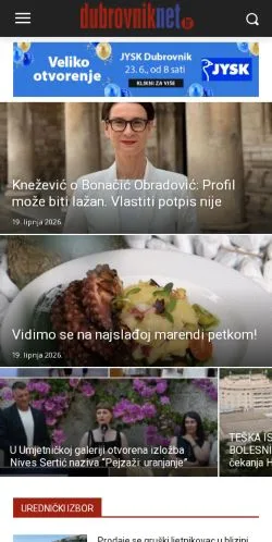 스폰서 기사용 크로아티아 매체 DubrovnikNet 사이트 미리보기