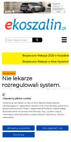 Anteprima del sito eKoszalin, media di Polonia per articoli sponsorizzati