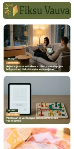 Anteprima del sito Fiksu Vauva, media di Finlandia per articoli sponsorizzati