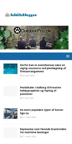 Anteprima del sito Fritidsbloggen, media di Danimarca per articoli sponsorizzati