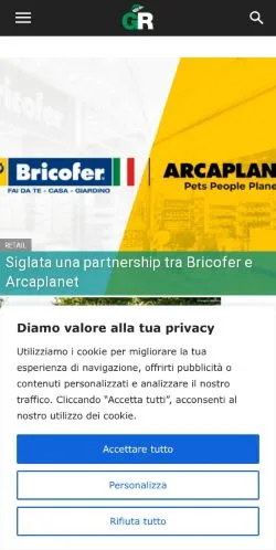 Anteprima del sito Green Retail, media di Italia per articoli sponsorizzati