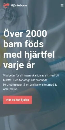 Anteprima del sito Hjärtebarn, media di Svezia per articoli sponsorizzati