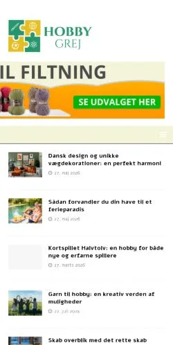 Podgląd witryny Hobbygrej, medium z kraju Dania do artykułów sponsorowanych