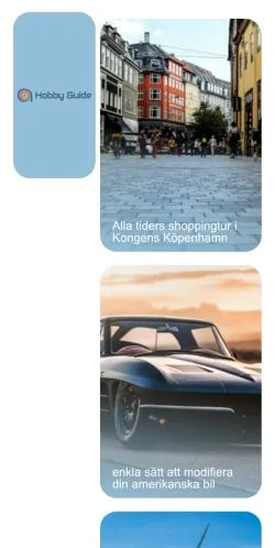 Sponsorlu makaleler için İsveç medyası Hobby Guide sitesinin önizlemesi