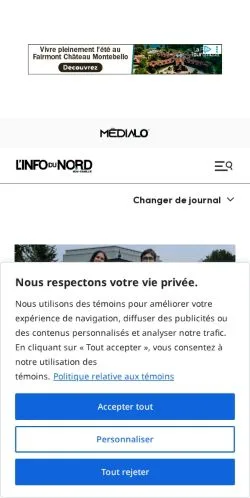 Anteprima del sito L'info du Nord Mont-Tremblant, media di Canada per articoli sponsorizzati