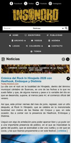 Preview of the Insonoro.com website, a media outlet in Spain for sponsored articles