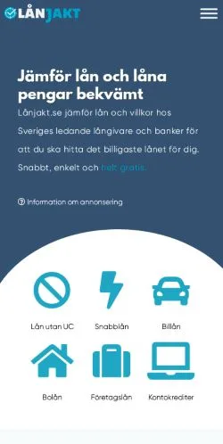 Anteprima del sito Lånjakt, media di Svezia per articoli sponsorizzati