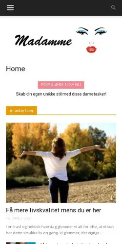 Anteprima del sito Madamme.dk, media di Danimarca per articoli sponsorizzati