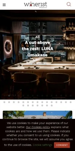 Anteprima del sito Winerist Magazine, media di Regno Unito per articoli sponsorizzati