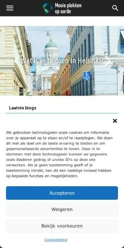 Anteprima del sito Mooie Plekken Op Aarde, media di Paesi Bassi per articoli sponsorizzati