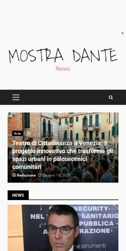 Anteprima del sito Mostra Dante, media di Italia per articoli sponsorizzati