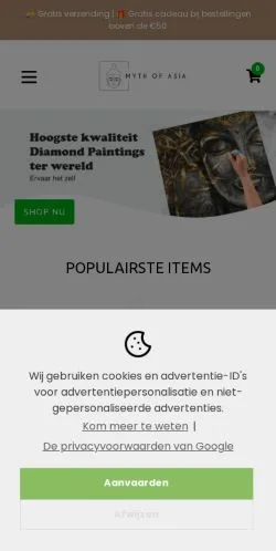 Podgląd witryny Myth Of Asia, medium z kraju Holandia do artykułów sponsorowanych