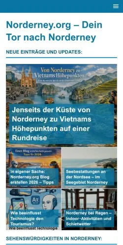 Preview of the Norderney website, a media outlet in Germany for sponsored articles