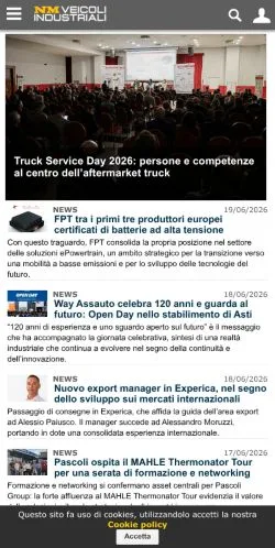 Anteprima del sito Notiziario Veicoli Industriali, media di Italia per articoli sponsorizzati