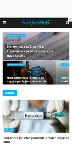 Vista previa del sitio Saluteweb, medio de Italia para artículos patrocinados
