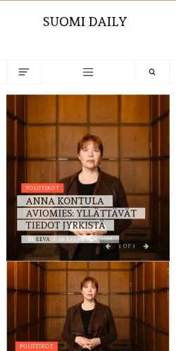 Podgląd witryny Suomi Daily, medium z kraju Finlandia do artykułów sponsorowanych
