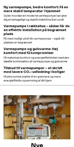 Podgląd witryny varmepumpehus.dk, medium z kraju Dania do artykułów sponsorowanych
