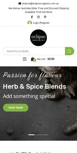 Anteprima del sito Eclipse Organics, media di Australia per articoli sponsorizzati