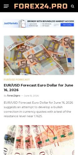 Vista previa del sitio FOREX24, medio de Estados Unidos para artículos patrocinados