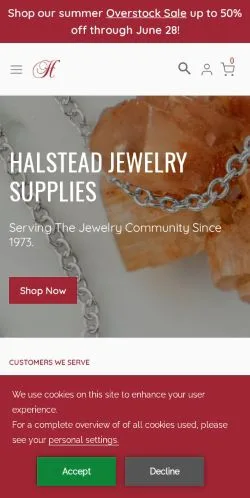 スポンサード記事向けのアメリカ合衆国メディア、Halstead Jewelry Suppliesのサイトプレビュー
