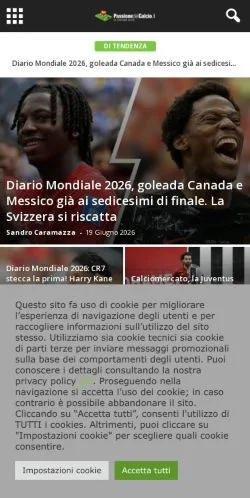 Anteprima del sito Passione del Calcio, media di Italia per articoli sponsorizzati