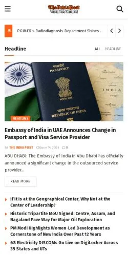 Vista previa del sitio TheIndiaPost, medio de Reino Unido para artículos patrocinados