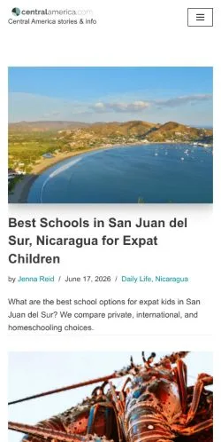 スポンサード記事向けのアメリカ合衆国メディア、Central America Livingのサイトプレビュー