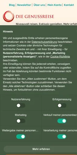 Podgląd witryny Die Genussreise, medium z kraju Niemcy do artykułów sponsorowanych