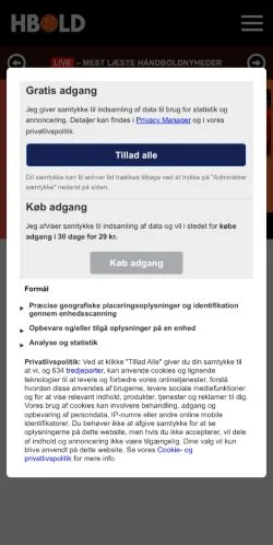 Forhåndsvisning av nettstedet Hbold, medium fra Danmark for sponsede artikler