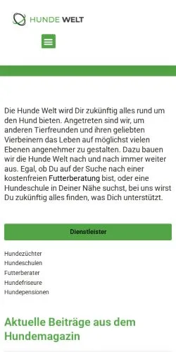 스폰서 기사용 독일 매체 Hunde Welt 사이트 미리보기