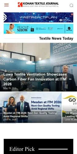 Podgląd witryny Kohan Textile Journal, medium z kraju Stany Zjednoczone do artykułów sponsorowanych
