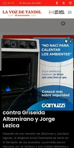 Podgląd witryny La Voz de Tandil, medium z kraju Argentyna do artykułów sponsorowanych