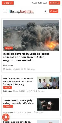 Anteprima del sito Rising Kashmir, media di Stati Uniti per articoli sponsorizzati