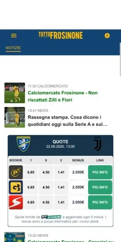 Anteprima del sito TuttoFrosinone, media di Italia per articoli sponsorizzati