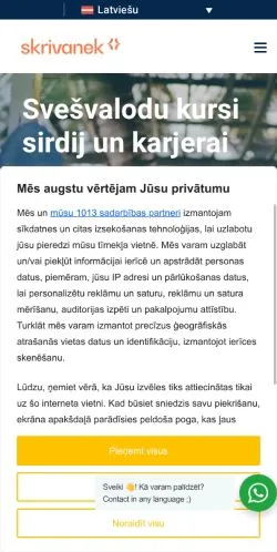 Podgląd witryny Mācību Centrs Skrivanek, medium z kraju Łotwa do artykułów sponsorowanych