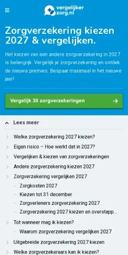 Anteprima del sito Zorgverzekering Kiezen, media di Paesi Bassi per articoli sponsorizzati