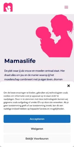 스폰서 기사용 네덜란드 매체 Mamaslife 사이트 미리보기