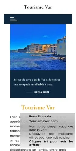 Anteprima del sito Tourisme Var, media di Francia per articoli sponsorizzati