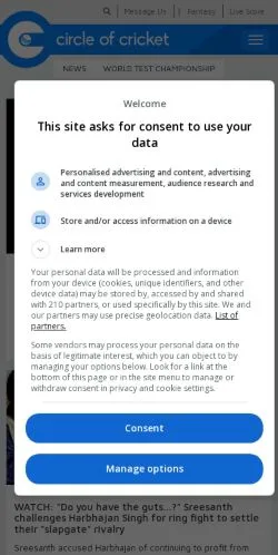 スポンサード記事向けのアメリカ合衆国メディア、Circle Of Cricketのサイトプレビュー