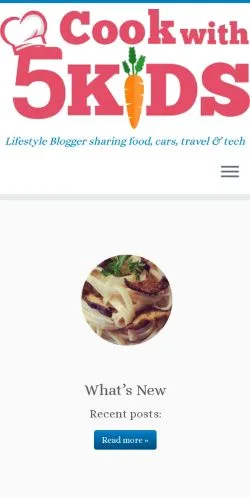 スポンサード記事向けのアメリカ合衆国メディア、Cookwith5Kidsのサイトプレビュー