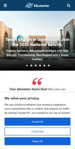Sponsorlu makaleler için Amerika Birleşik Devletleri medyası ESLstarter sitesinin önizlemesi