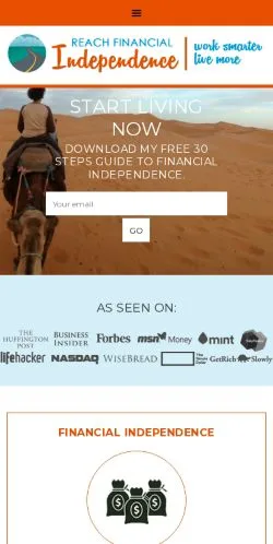 Anteprima del sito Reach Financial Independence, media di Stati Uniti per articoli sponsorizzati