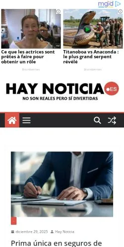 Podgląd witryny Hay Noticia, medium z kraju Hiszpania do artykułów sponsorowanych